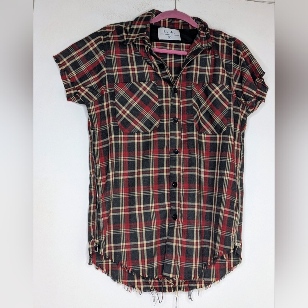 Lifted Anchors sleeveless flannel shirt size Small Men's
